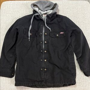 Dickies Black and Gray Hooded Shirt Jacket